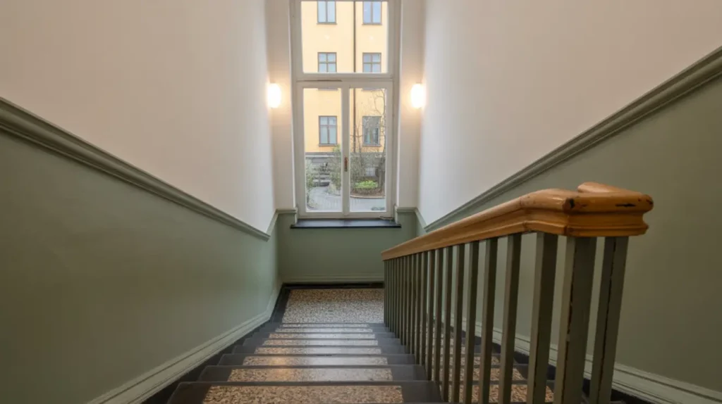 trapphusrenovering med m lning och belysning i axelsberg m larh jden