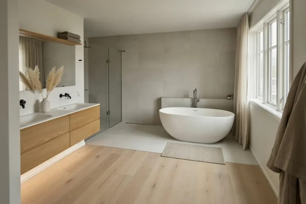 badrumsrenovering med ny planl sning i villa i bred ng